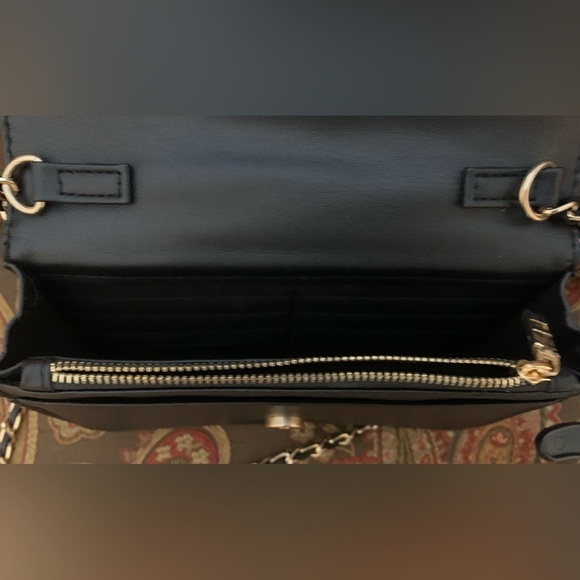 Bebe Small Black Bag with Long Gold Chain - Picture 3 of 6